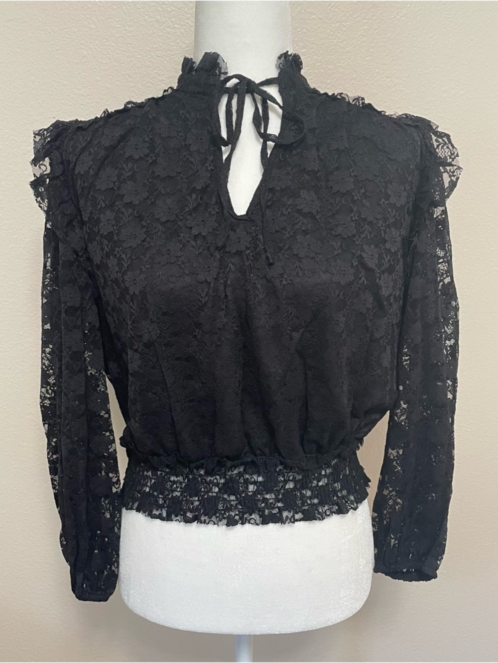 Black Lace Blouse Top Ruffle Long Sleeve Festival Whimsigoth Pirate Ultra Pink